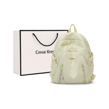 Simvay Clos Fabric Backpack Backpack Travel Bag Large Size Women's Yellow Bubbles/Pink