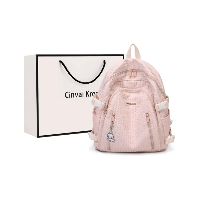 Simvay Clos Fabric Backpacks Backpack Large Size Women's Yellow Bubbles/Pink-7