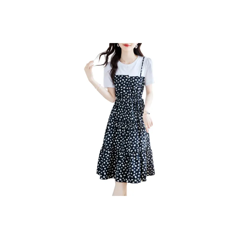 Still Quiet Short Sleeved Dress Women's Black/Multicolor-3