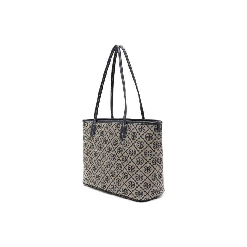 TORY BURCH T Monogram Fabric Tote Bag Shopping Bag Handbag Shoulder Bags Women's Marine Blue-4