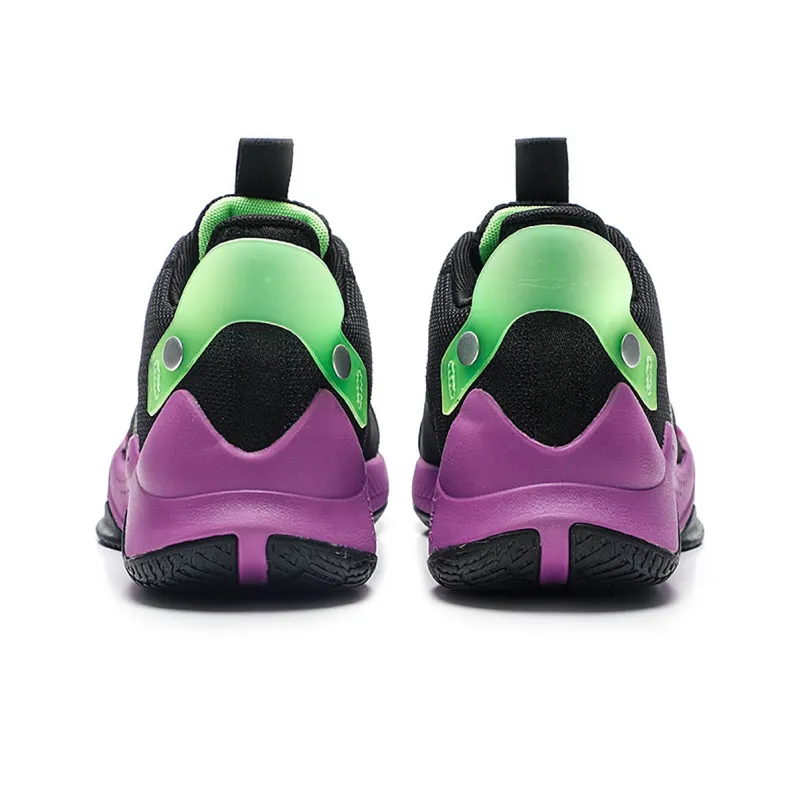 QIAODAN Uh huh Cushioning Wear Resistant Mid Top Basketball Shoes Men's Black Purple-3