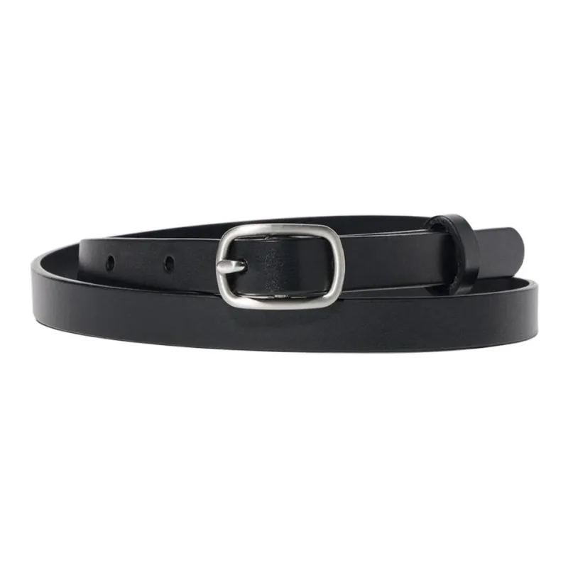 UNIQLO Logo Identification Cow Leather Leather Belts Women's Black Width: 1.5cm-0