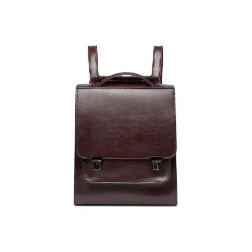 TTaG．baG Waxed Cow Leather Backpack Women's Black/Brown/Coffee