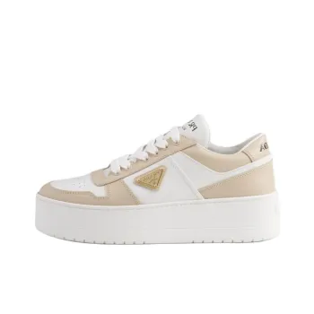 PRADA Downtown Bold Low Top Skateboard Shoes 5cm Women's Ecru
