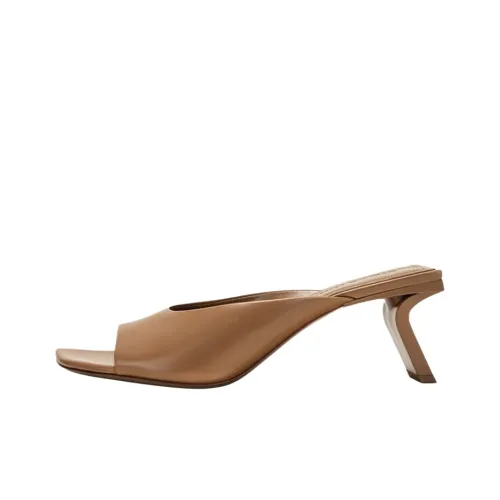 STELLA LUNA Genuine Leather Sole Slip Resistant Slide Slippers 6.5cm Women's Brown
