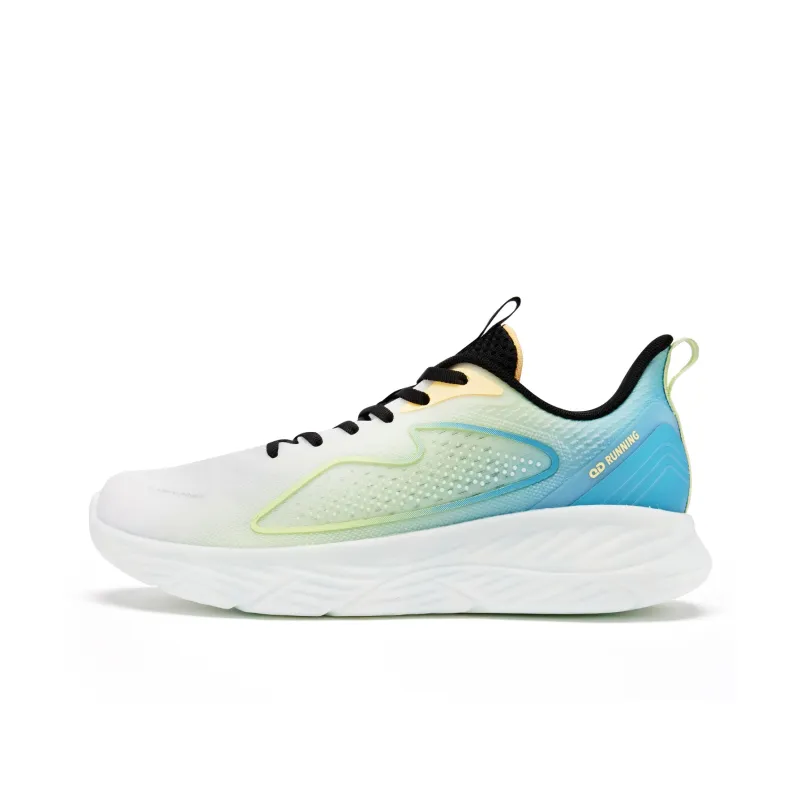 QIAODAN Cushioned Wear Resistant Lightweight Low Top Running Shoes Men's White Blue-0