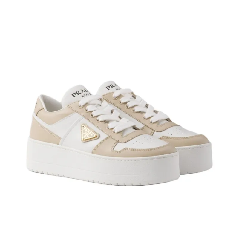 PRADA Downtown Bold Low Top Skateboard Shoes 5cm Women's Ecru-2