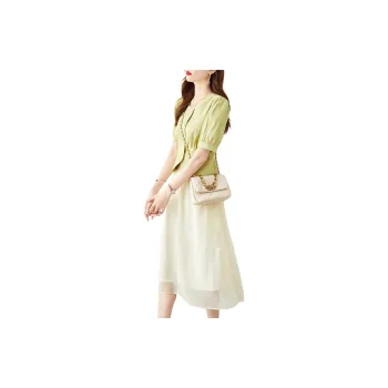 TERRE BLEUE Two Piece Skirt Sets Women's Green+Beige