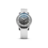 Silver Gold Exposed Movement & Single Ring White Cow Leather R360C16R360S147