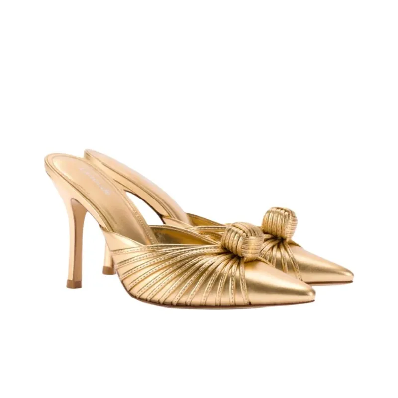 Larroude Closed Toe Slippers 9.6cm Women's Gold-3