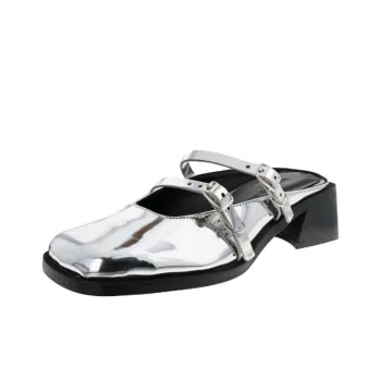 JUSTINE CLENQUET Wrap-toe Slippers Women's Silver