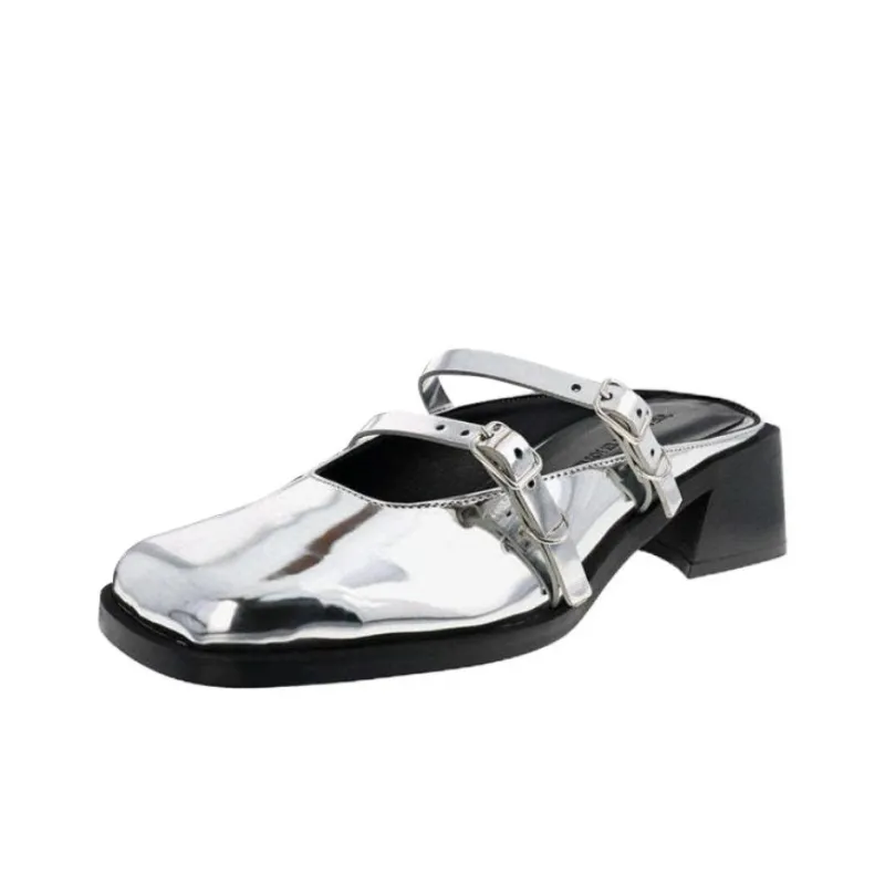 JUSTINE CLENQUET Wrap-toe Slippers Women's Silver-0