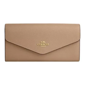 COACH Envelope Leather Wallet Trumpets Women's Brown