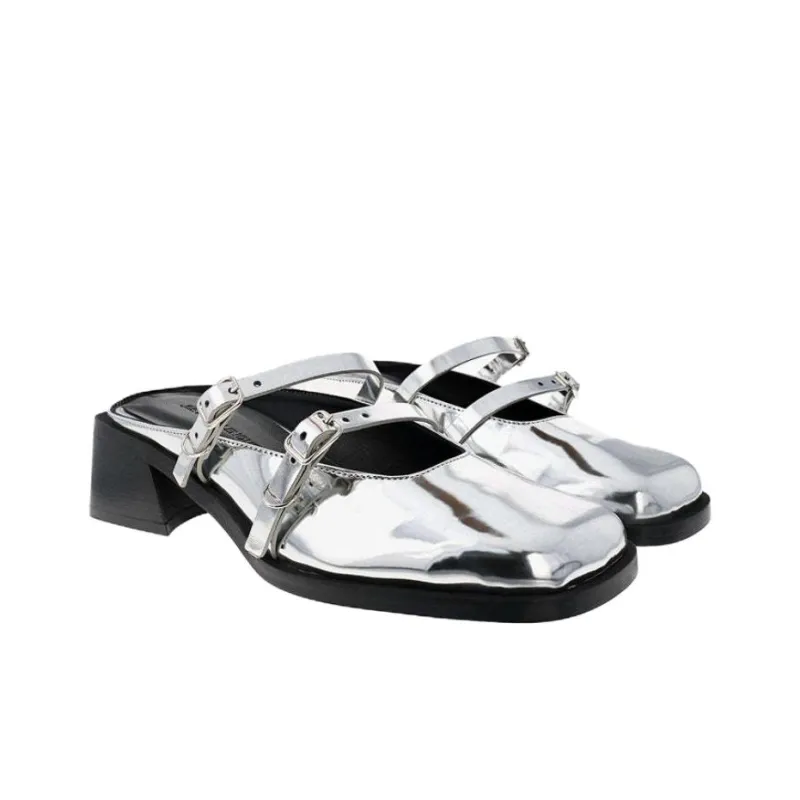 JUSTINE CLENQUET Wrap-toe Slippers Women's Silver-3