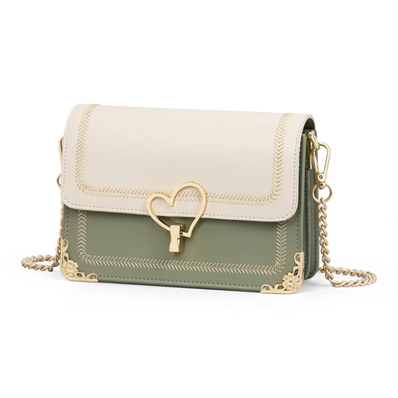 Kevin Cohen Cow Leather Shoulder Bag, Crossbody Bag, Small Square Bag Trumpets Women's Matcha Green-1