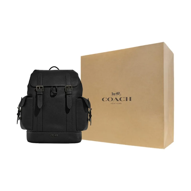 COACH Hudson Cow Leather Backpack Men's Black-6
