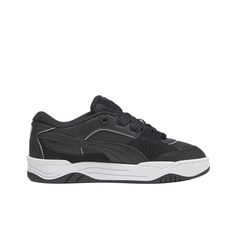 PUMA 180 Leather Anti Slip Wear Resistant Low Top Casual Shoes Unisex Black White-1