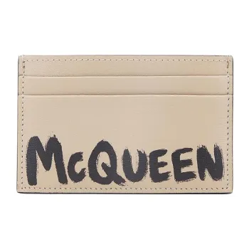 Alexander McQueen Leather Card Holder Men's Beige