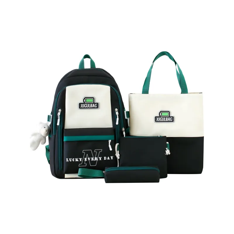Deli Bear Canvas Backpack Set Of Four Regular Unisex Blue/Green/Red/Black-19