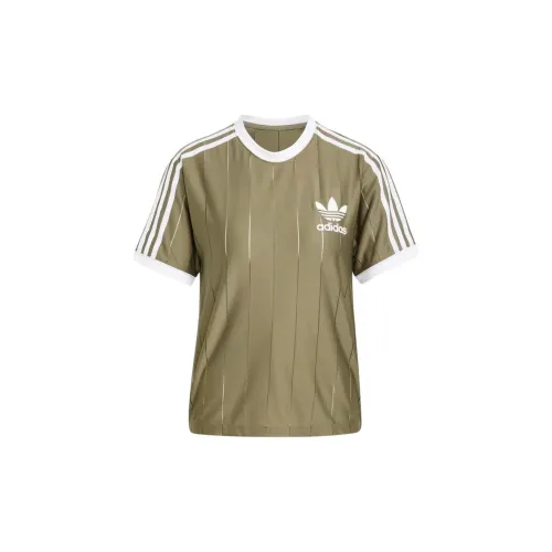 Adidas Originals 3-Stripes T-Shirts Women's Olive