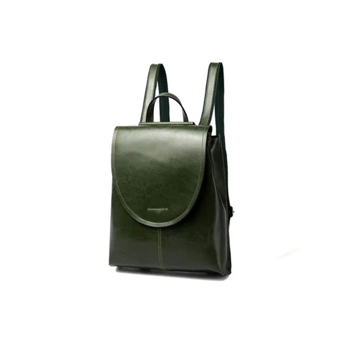 TTaG．baG Waxed Cow Leather Backpack Women's Brown/Black/Coffee/Green-16