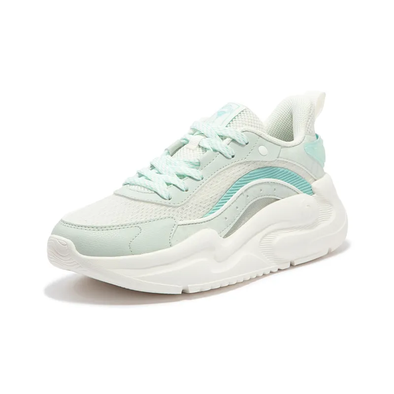 361° Breathable Lightweight Shock-absorbing And Wear-resistant. Low-Top Casual Shoes Women's Green White-2