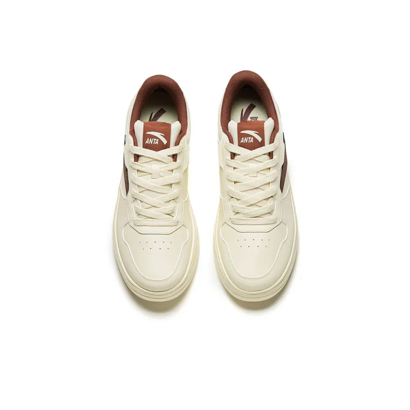 Anta Lightweight Height Increasing Low-Top Skateboard Shoes Men's White Brown-2