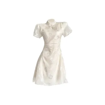 Pa33word Short Sleeved Dress Women's Beige Apricot