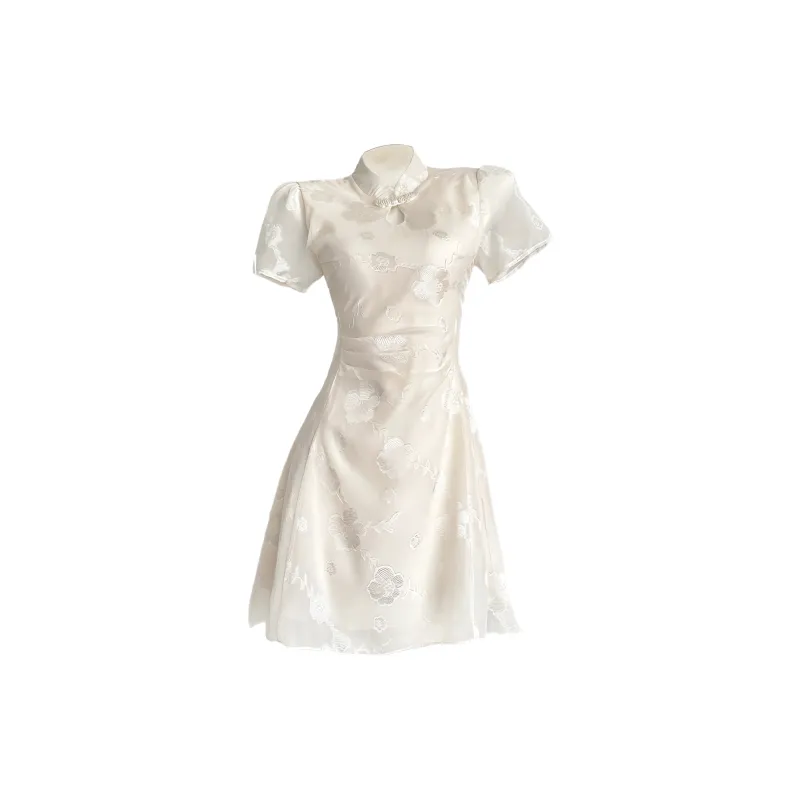 Pa33word Short Sleeved Dress Women's Beige Apricot-0