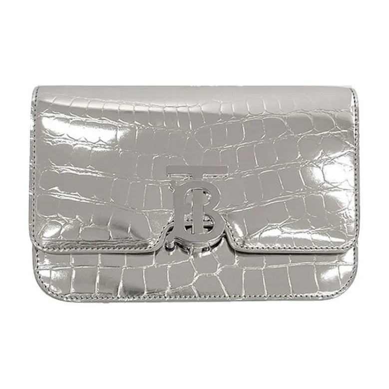 Burberry Polyurethane And Polyester Blend Shoulder Bag Women's Silver-0