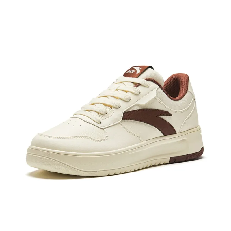 Anta Lightweight Height Increasing Low-Top Skateboard Shoes Men's White Brown-1
