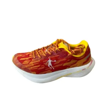 QIAODAN Cushioning Slip Resistant Low Top Marathon Running Shoes Women's Red Yellow