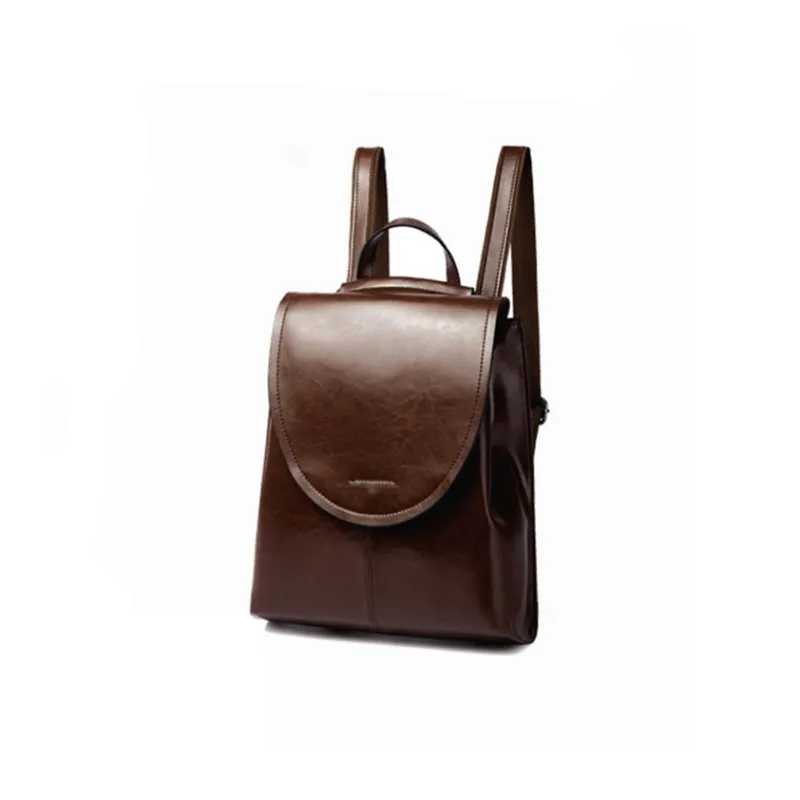 TTaG．baG Waxed Cow Leather Backpack Women's Brown/Black/Coffee/Green-13