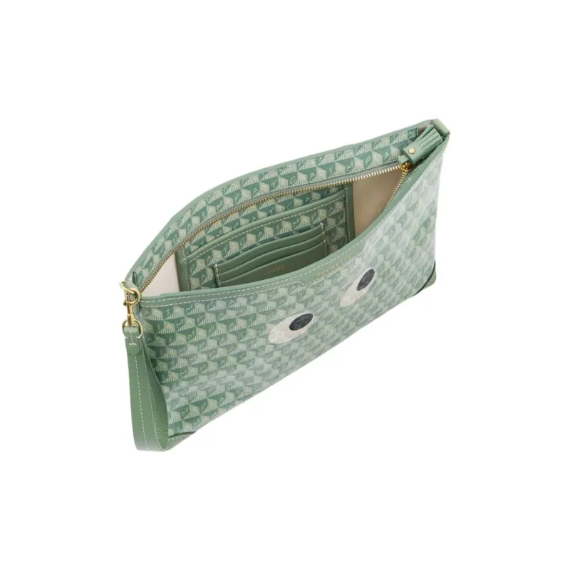 Anya Hindmarch Recycled Canvas Blend Canvas Bag Clutches Unisex Moss Green-3