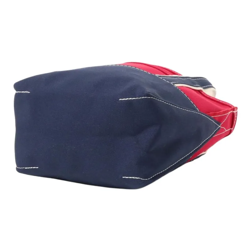 Beams LLBean X Beams Plus 100% Cotton Handbag Unisex Red With Marine Blue/NAVY/GREEM-3