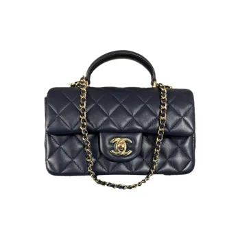 CHANEL Classic Flap CF Leather Lipstick Bag Handbag Shoulder Bag Crossbody Bag Women's Marine Blue
