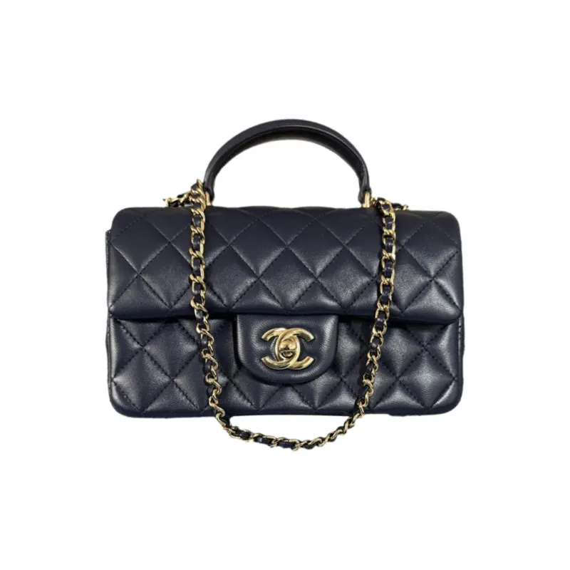 CHANEL Classic Flap CF Leather Flap Bag Handbag, Shoulder Bag, Crossbody Bag Women's Marine Blue-0