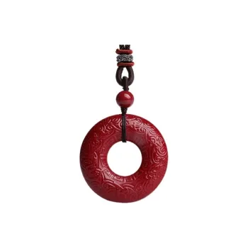 Green Craftsman Reconstructed Cinnabar Jade Necklaces Unisex
