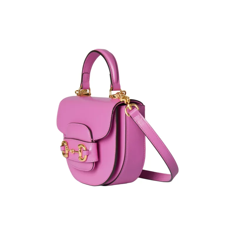 GUCCI Horsebit 1955 Leather Shoulder Bag Crossbody Bag Handbag Mini Women's Pink-1