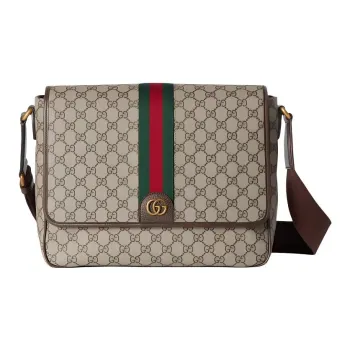 GUCCI Ophidia Canvas With Leather Shoulder Bag, Crossbody Bag Tubas Men's Beige & Ebony