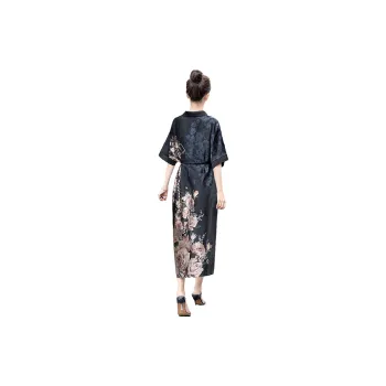 Cypress House Short Sleeved Dress Women's Black With Blue Pink Floral