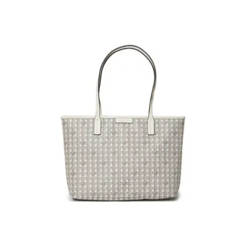 TORY BURCH Coated Canvas Combo Bag Tote Bag Shopping Bag Handbag Shoulder Bag Small Size Women's Ivory White