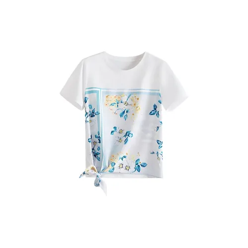 SLLSKY T-Shirts Women's Gardenia White