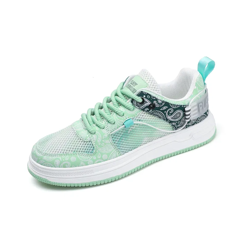 PLAY COBBLER Anti-Slip Wear-Resistant Lightweight Breathable Low-Top Skateboard Shoes Men's White Blue-1
