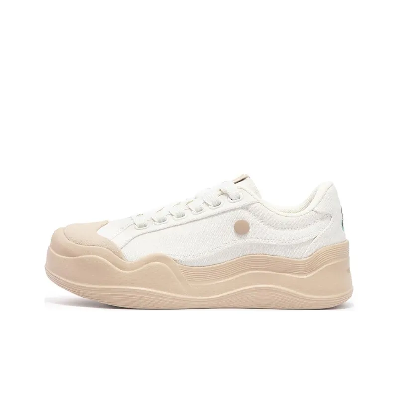 361° Not Duck Non slip Lightweight Low Top Skateboard Shoes Women's White Apricot-0