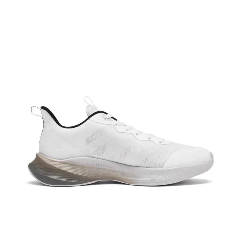 QIAODAN Durable Breathable Low Top Running Shoes Men's White Silver-1