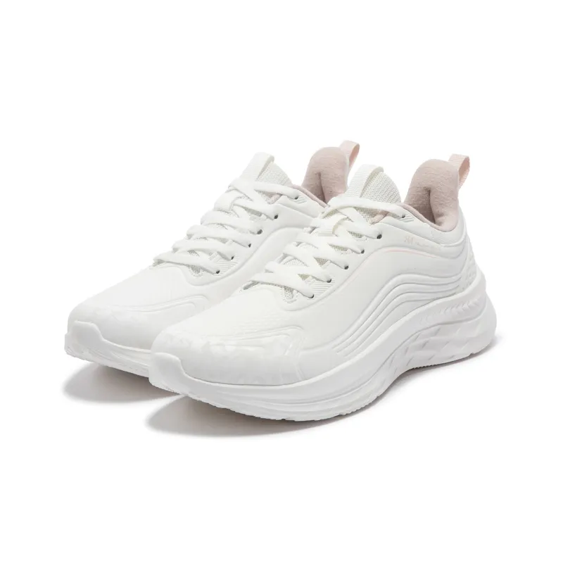 361° Cushioning Wear Resistant Low Top Casual Running Shoes Women's White-4