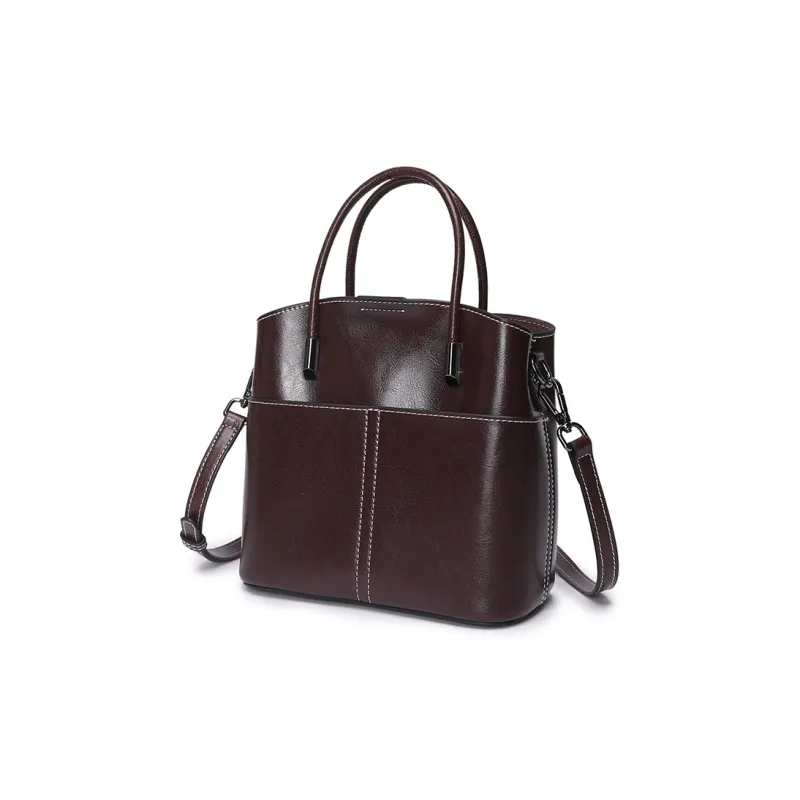 TTaG．baG Cow Leather Shoulder Bag, Crossbody Bag, Handbag Women's Sunset Yellow/Coffee/Jasper/Black/White-3