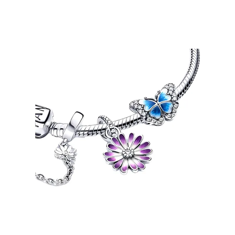 Pandora 925 Sterling Silver Bracelets Women's Butterfly Love Flower/Timeless Heart-1
