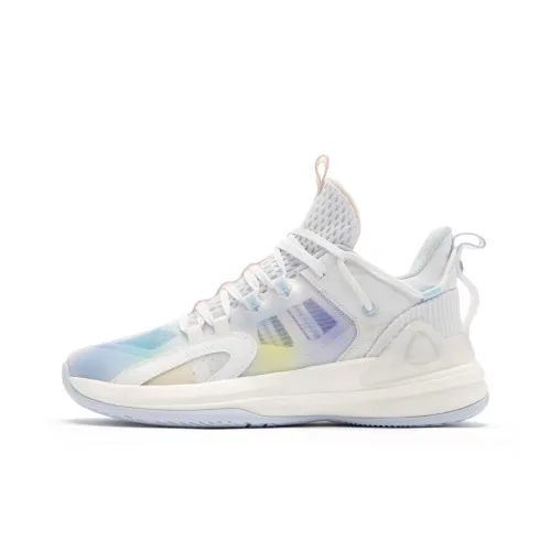 QIAODAN Uh-huh Basketball Shoes Men Mid-Top Jordan White/Dream Blue